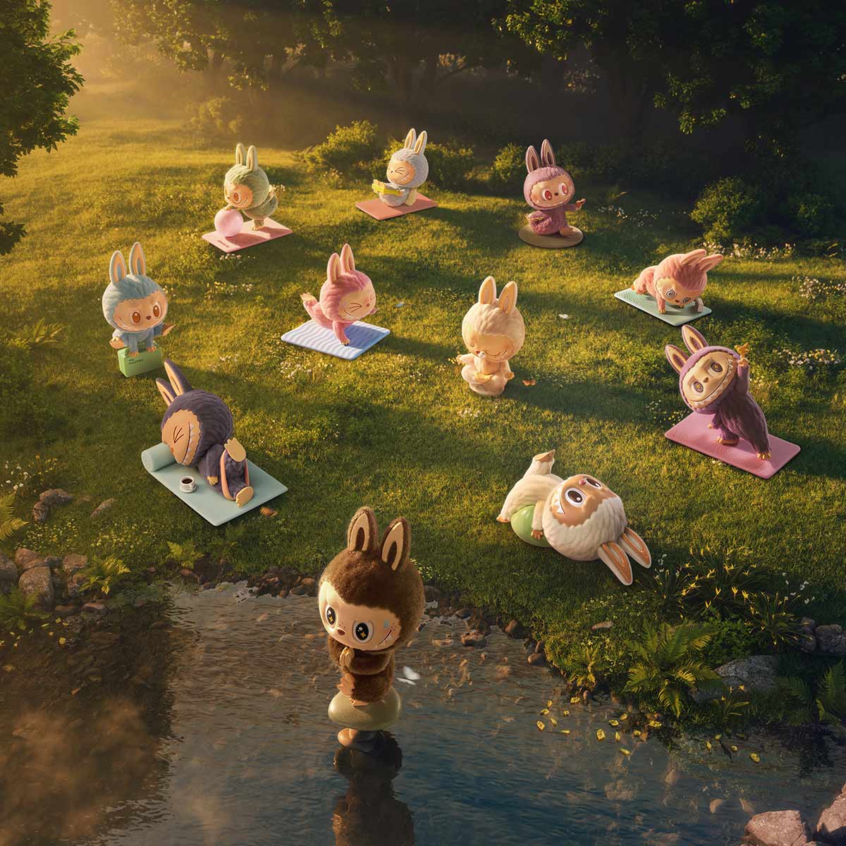Labubu Ab Roller Figurine – Lazy Yoga Series