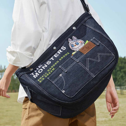 Labubu Denim Messenger Bag – Fall In Wild Series